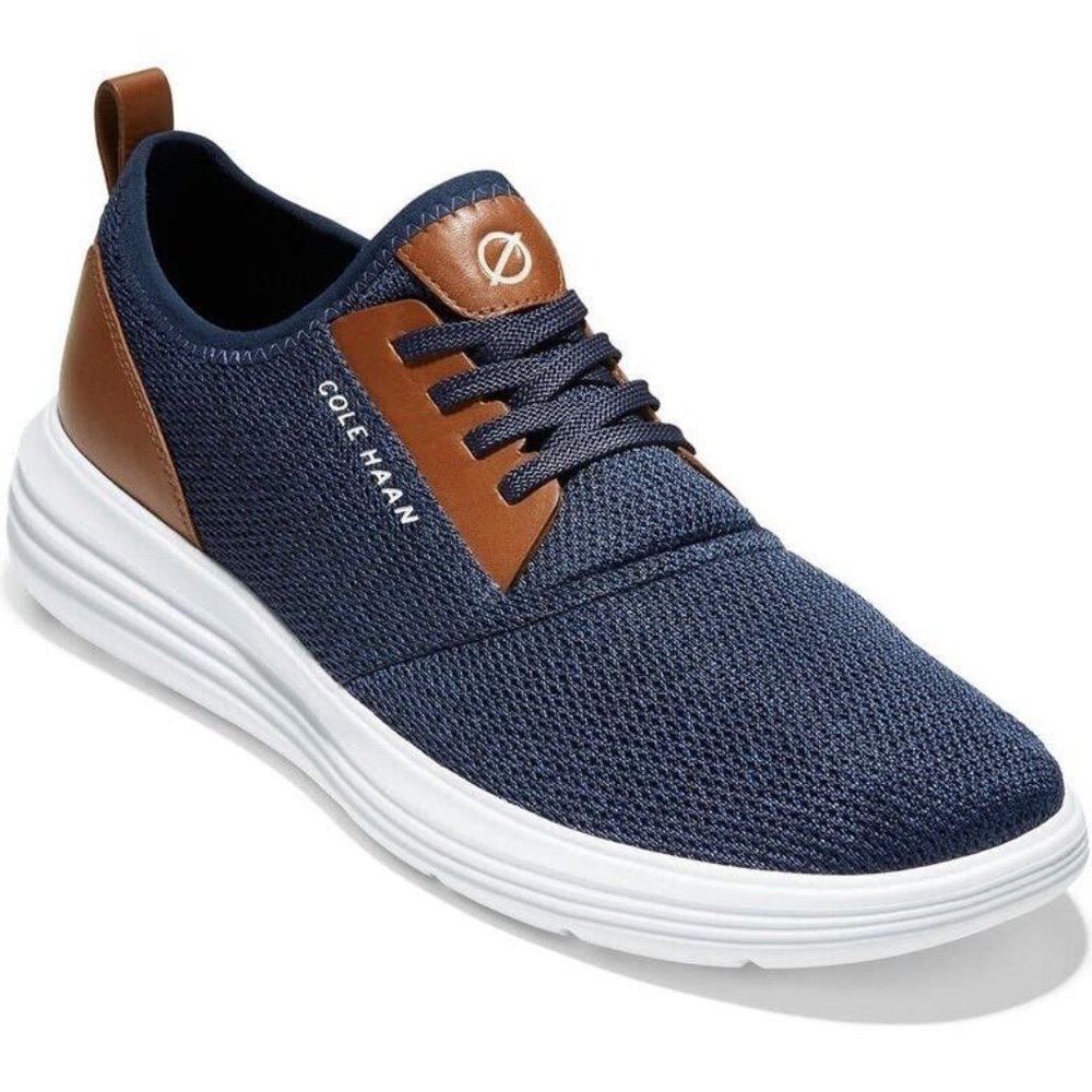 New (No Box) Cole Haan GrandSport Journey Men's Knit Sneakers ~ Navy White